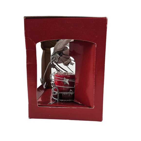 Tin Candle Holder Votive Snowman Horn Stars Twisted Metal Base Christmas Holiday - Picture 8 of 10